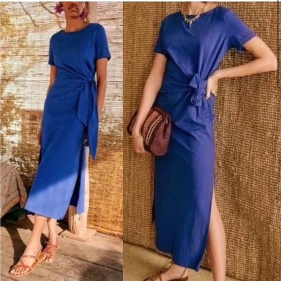 Sezane | Dresses | Sezane Womens Medium Pippa Faux Wrap Jersey Midi Dress  Electric Blue Casual | Poshmark